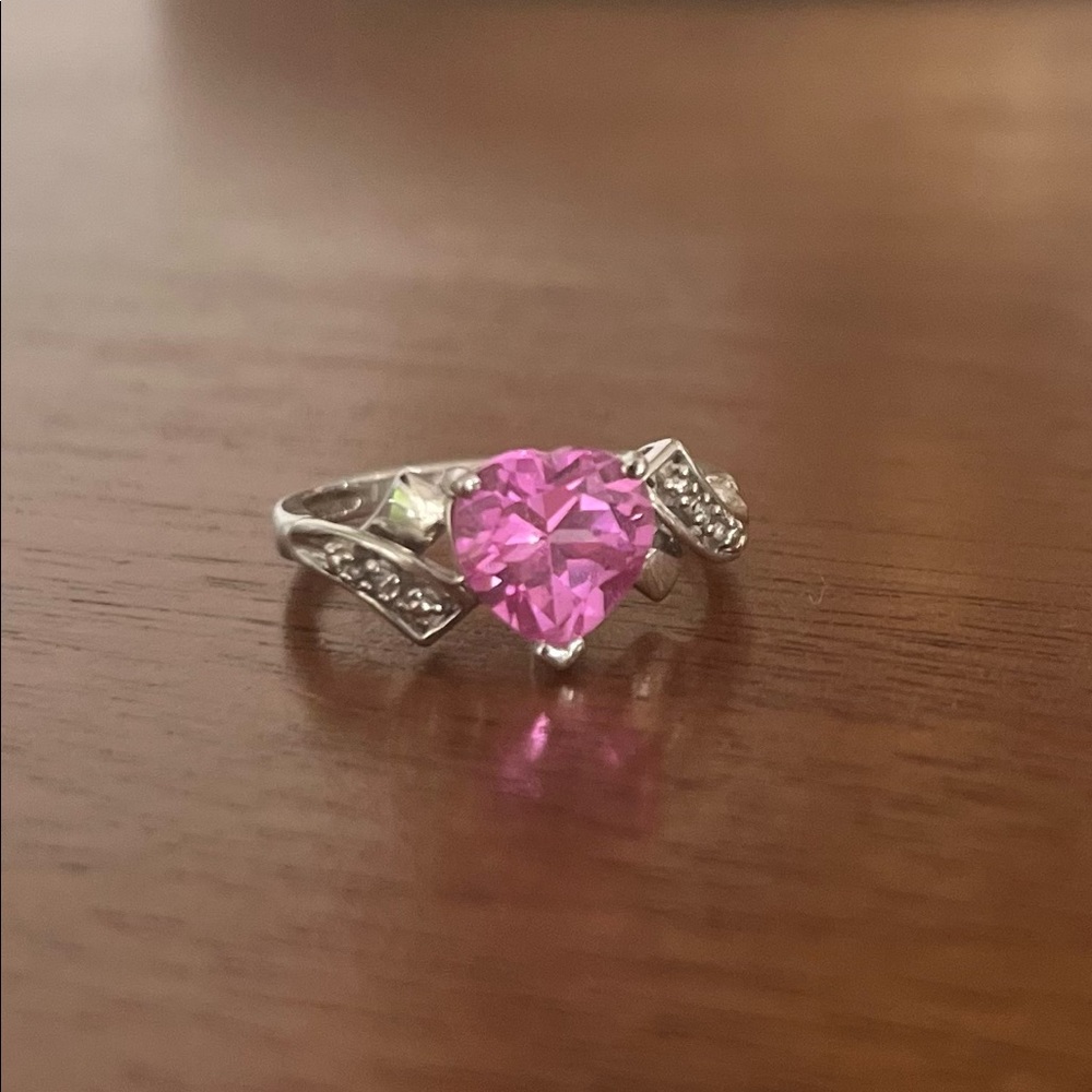 Sapphire Heart-shaped ring with Sterling Silver band